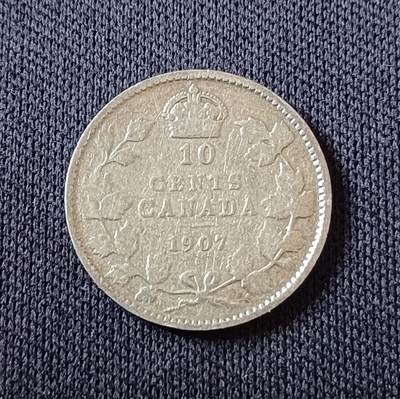 【游宝拍卖】国庆节专场-73期 精品单币 10.4集拍 - 加拿大1907年10分银币 错版-正反面背逆