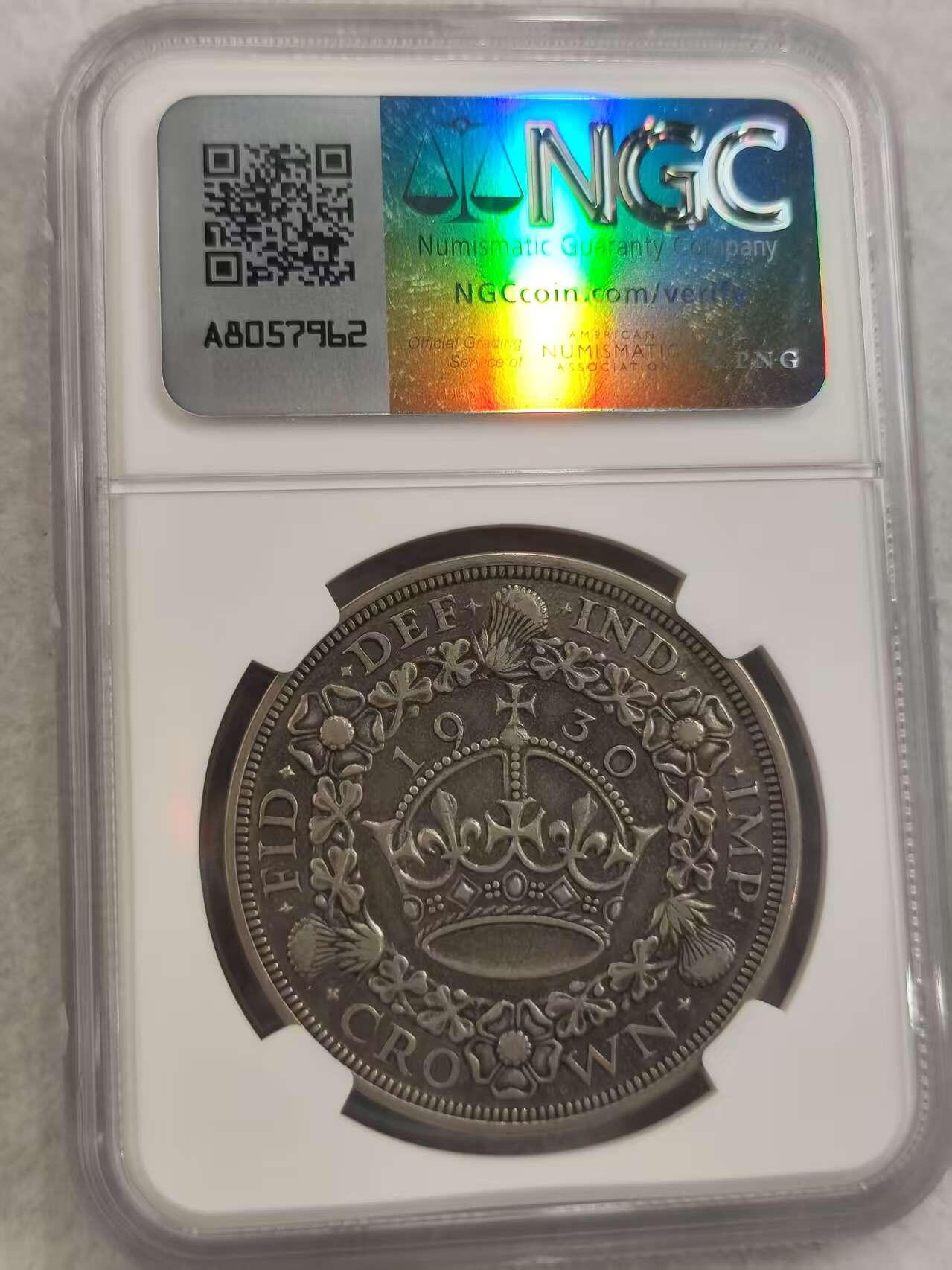 G&W世界散币，银币处理专场（第32场） NGC-XF40  英国1930年 花冠 1克朗  银币