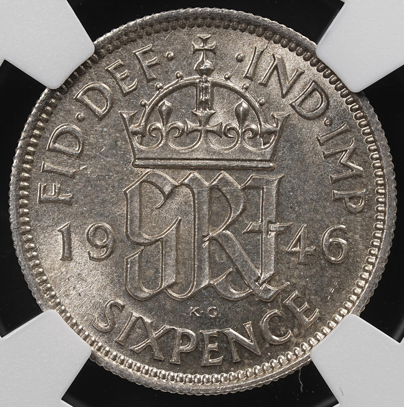 修遠堂世界钱币第八十七期 NGC MS64 1946年英国6便士银币