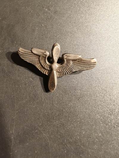 老王徽章第153期 - 美国陆军航空兵二战飞行员证章     横针版    925银   1.25英寸
