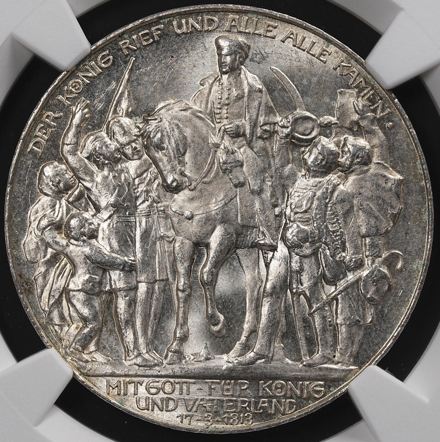 修遠堂世界钱币第八十七期 NGC MS62 1913年普鲁士战胜拿破仑100周年纪念3马克银币