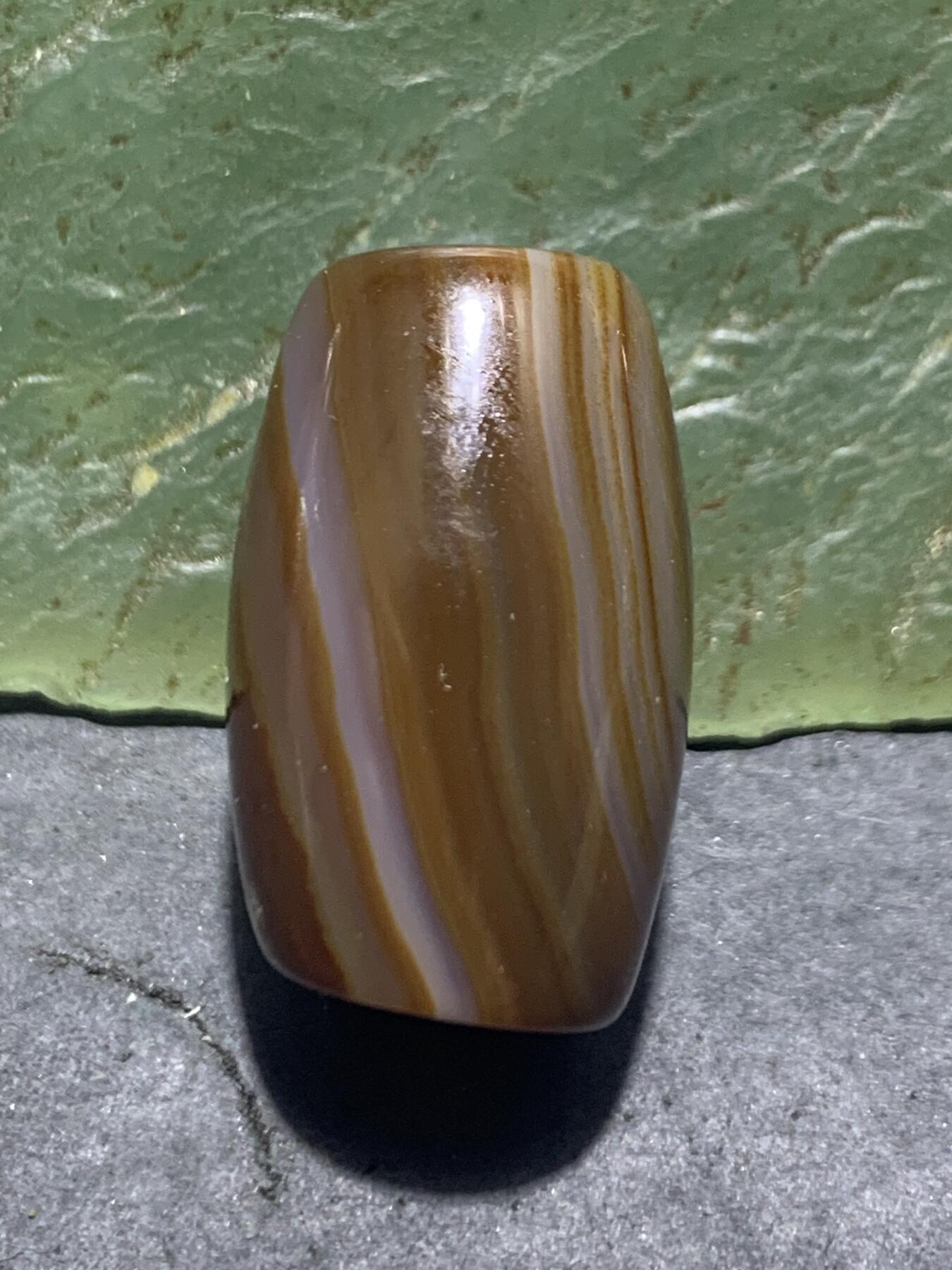 高玉化天眼缠丝玛瑙通货随形桶珠一颗