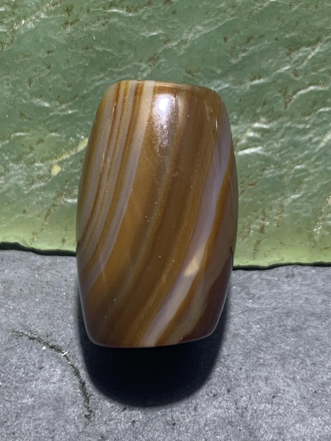 高玉化天眼缠丝玛瑙通货随形桶珠一颗