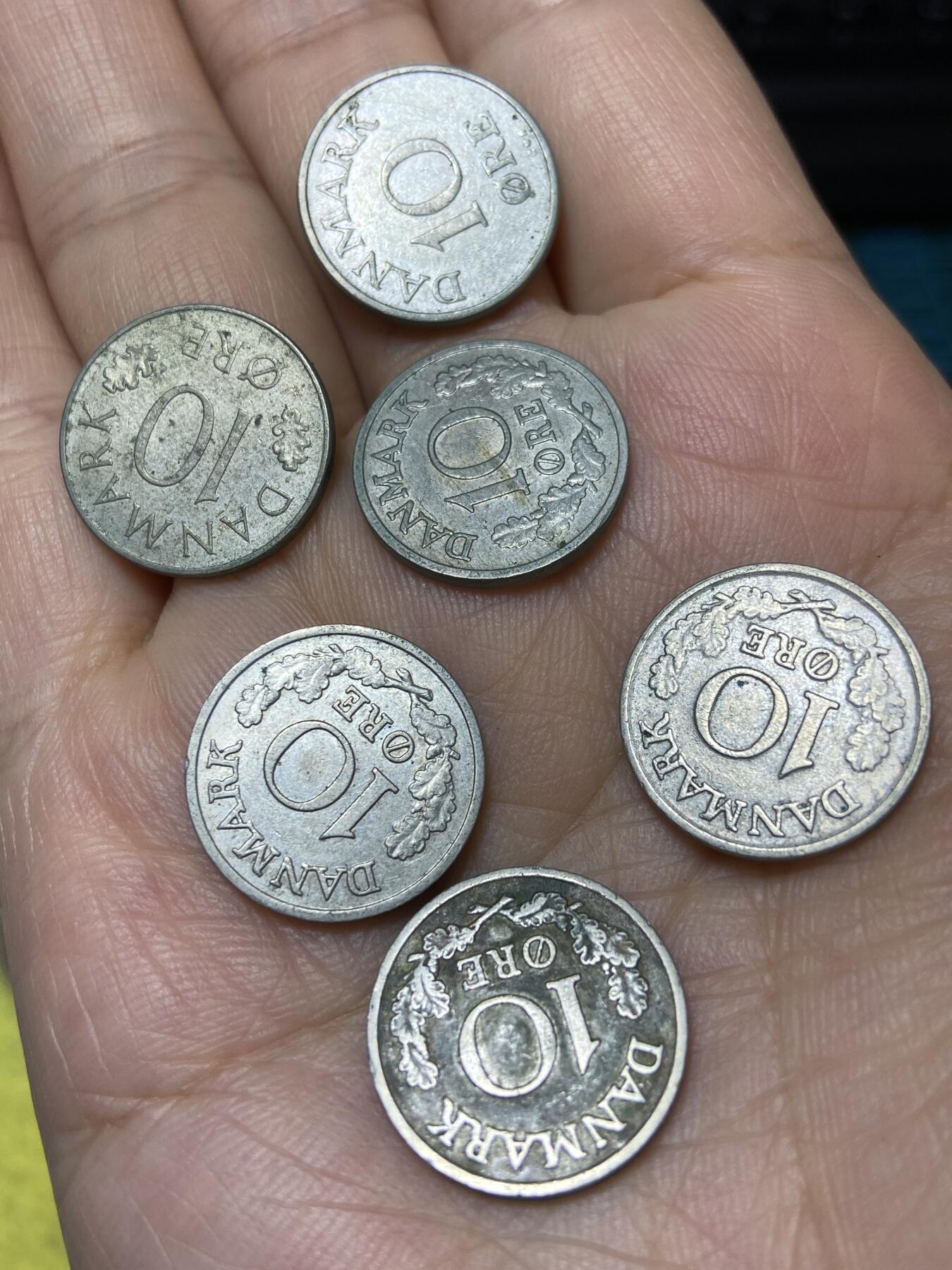 2025年第九十九场(总第一百二十五场）外国好品散币(免佣金) 丹麦🇩🇰10欧尔6枚：1958年61年66年69年71年74年(弗雷德里克九世和玛格丽特二世不同年份)