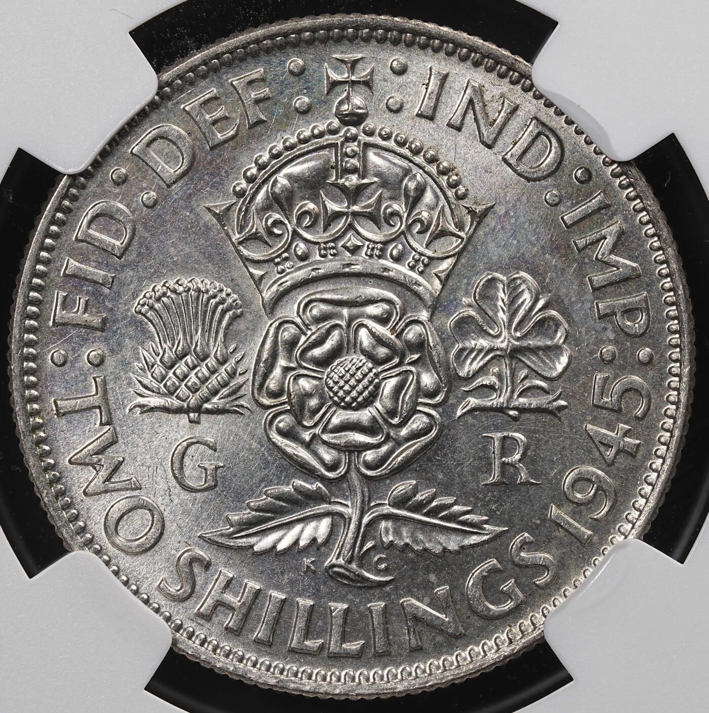 修遠堂世界钱币第八十七期 NGC MS63 1945年英国2先令银币