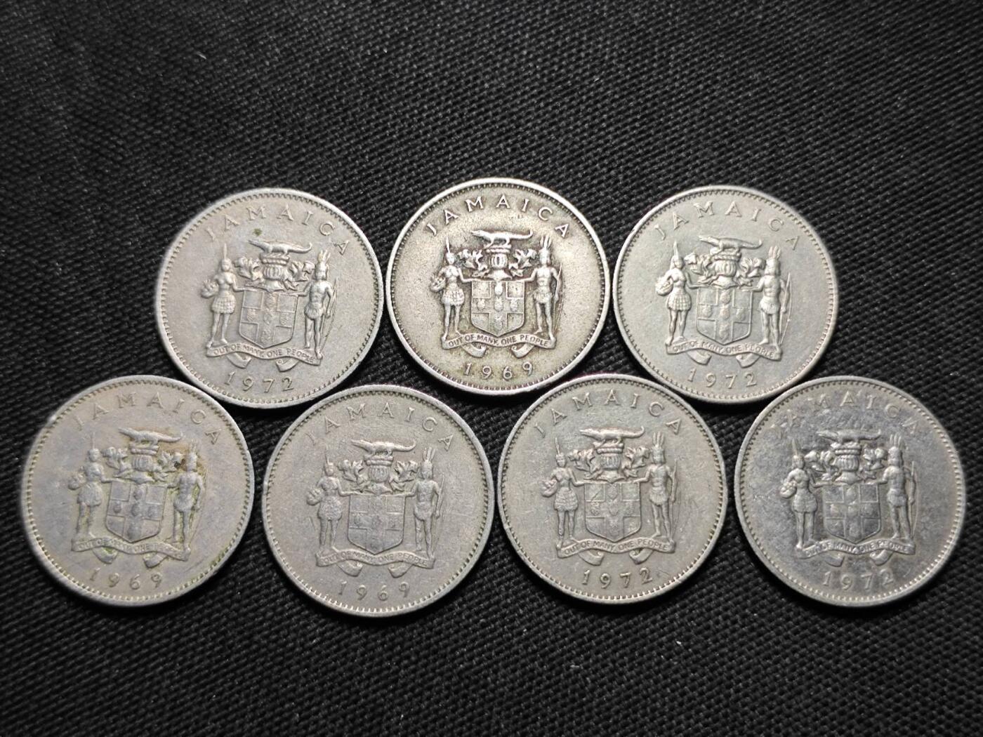 KK钱币收藏小铺 第350场 2月预留时间 周末发货  牙买加10分一组7枚