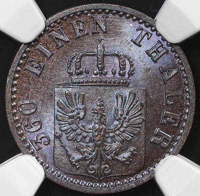 修遠堂世界钱币第八十七期 - NGC MS64BN 1871年普鲁士1芬尼铜币