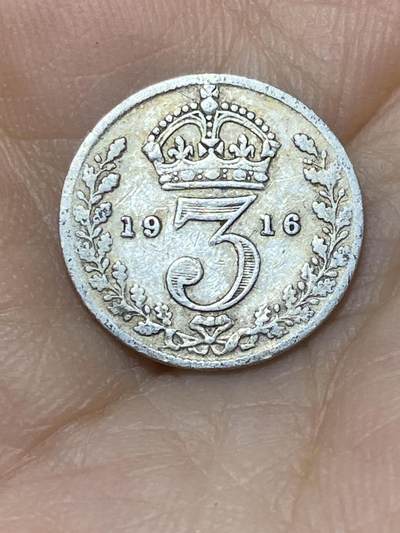 2025年第一百零一场(总第一百二十七场）外国好品散币(免佣金) - 英国🇬🇧1916年3便士银币(乔治五世第一版，925高银)