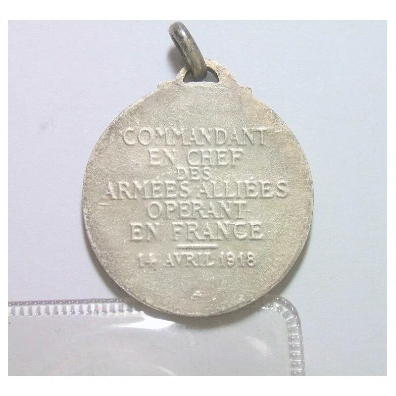 法国一战1918年 名将福煦元帅高浮雕精制镀银章 30MM