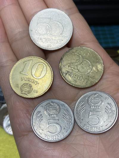2025年第九十九场(总第一百二十五场）外国好品散币(免佣金) - 匈牙利🇭🇺5枚：1995年50福林，20福林，1989年10福林，1983年1985年5福林