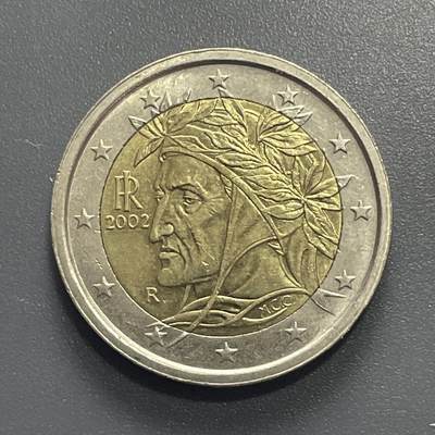 回流1001-2 - 意大利2002年2欧元双金属纪念币 画家拉斐尔画的丹蒂侧面肖像