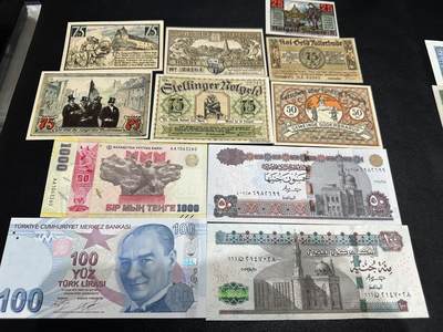 《外钞收藏家》第五百七十二期（畅拍场）（本平台长期征集拍品、欢迎藏友们联系合作） - 埃及、土耳其、哈萨克斯坦等 11张一起 全新 个别不绝