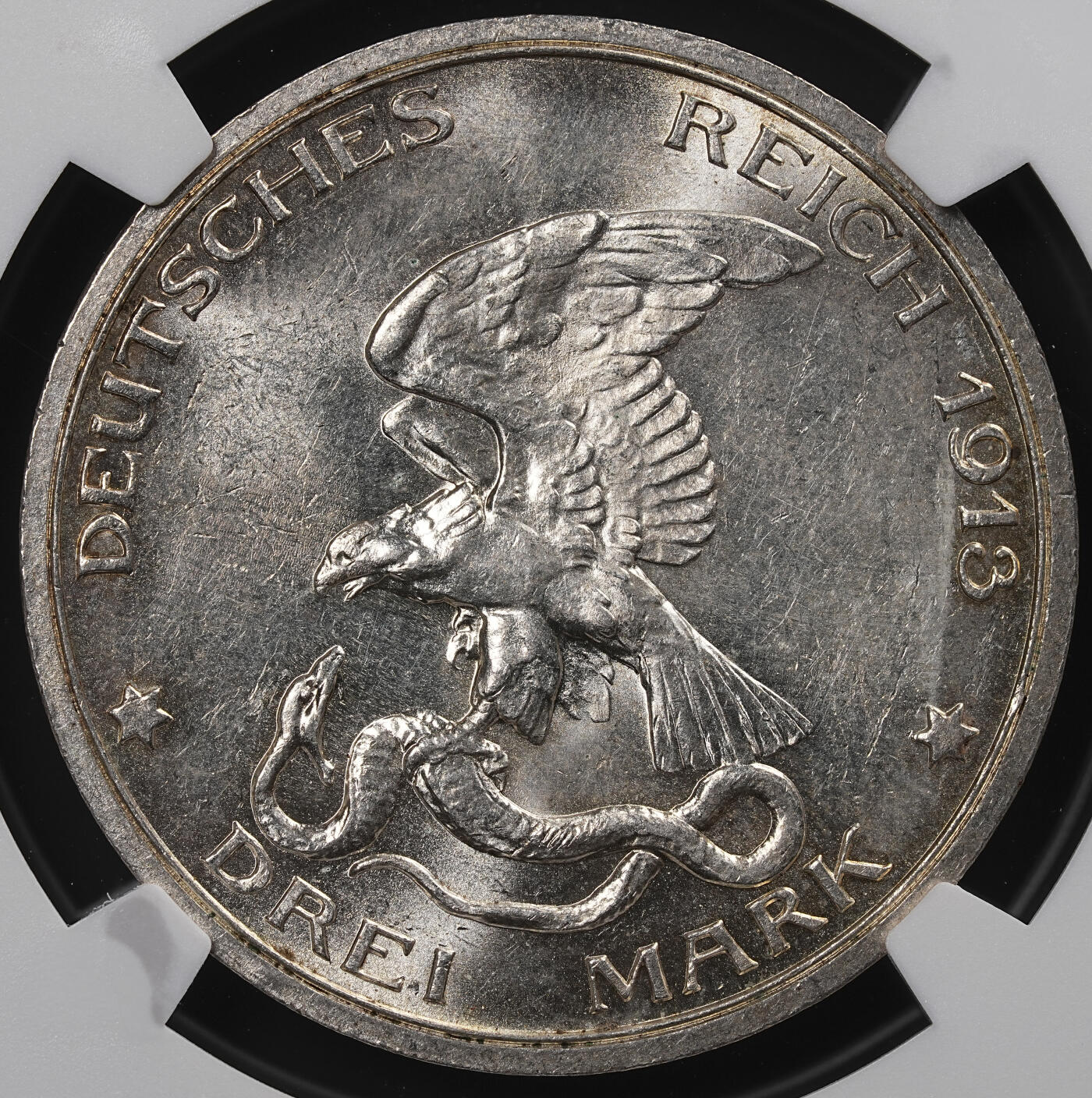 修遠堂世界钱币第八十七期 NGC MS62 1913年普鲁士战胜拿破仑100周年纪念3马克银币