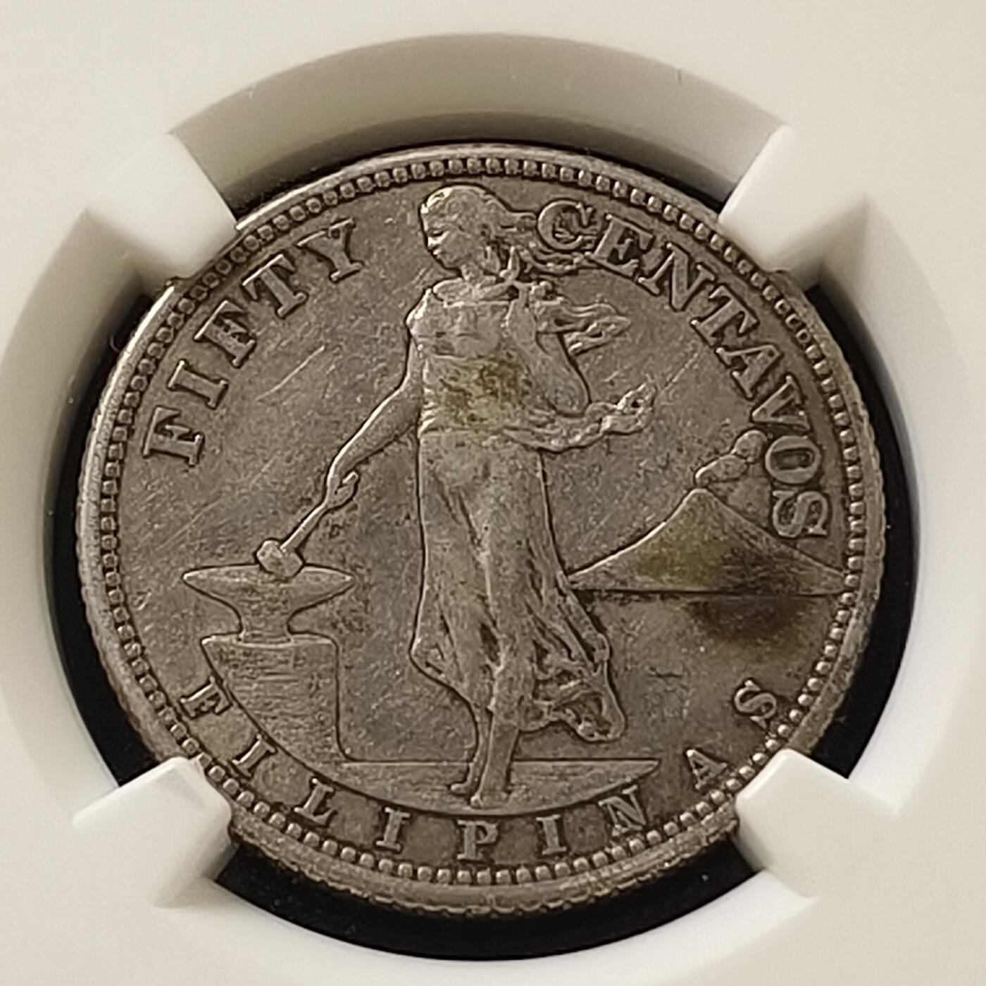 【全场包邮】纯粹捡漏拍465场 美属菲律宾1907年飞鹰版首年20分银币-NGC XF45
