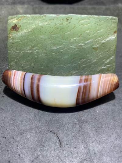 精美高玉化缠丝玛瑙锁骨坠，（牛角珠）一颗， - 精美高玉化缠丝玛瑙锁骨坠，（牛角珠）一颗，