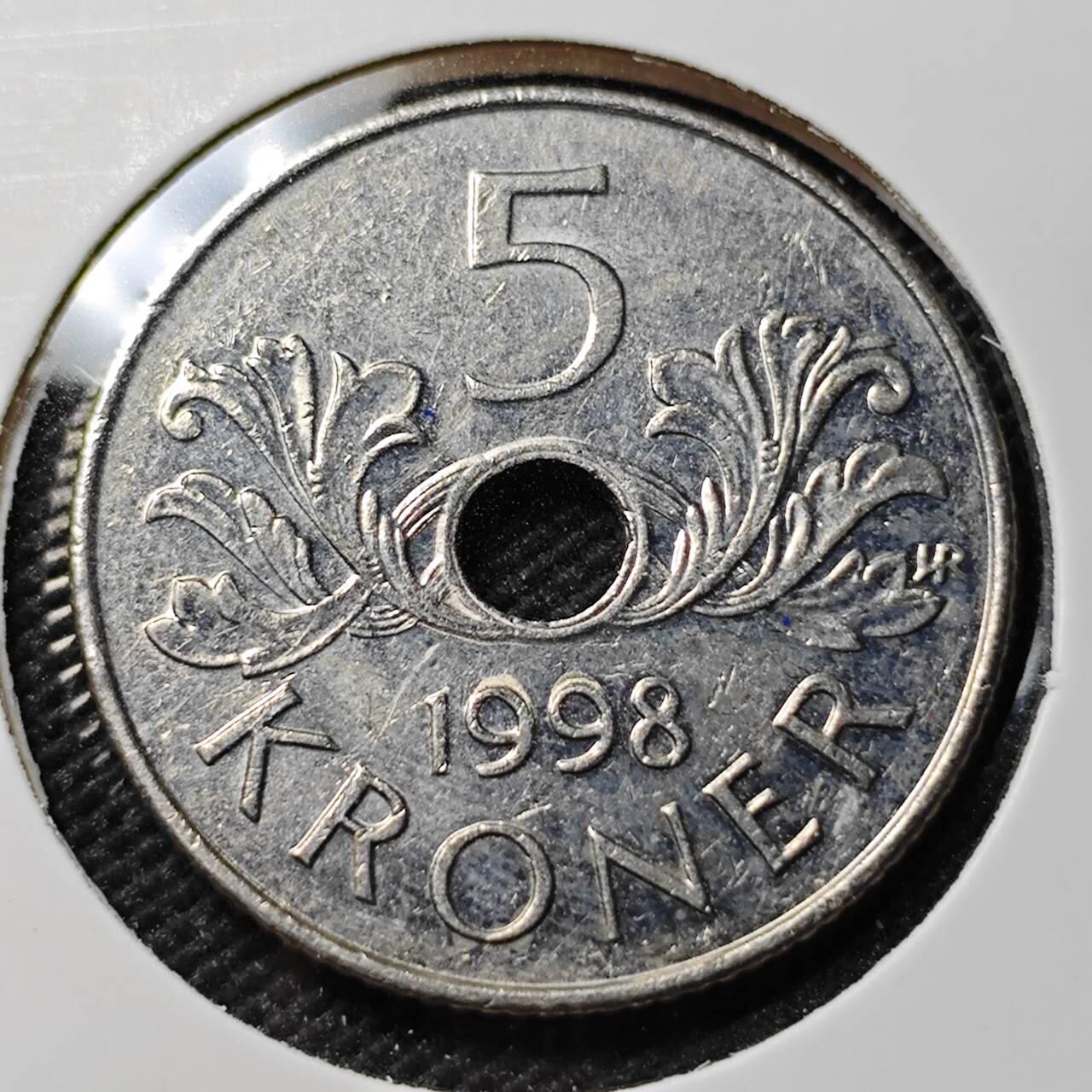 KK钱币收藏小铺 第351场 2月预留时间 周末发货 1998 挪威5克朗