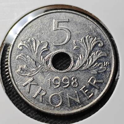 KK钱币收藏小铺 第351场 2月预留时间 周末发货 - 1998 挪威5克朗