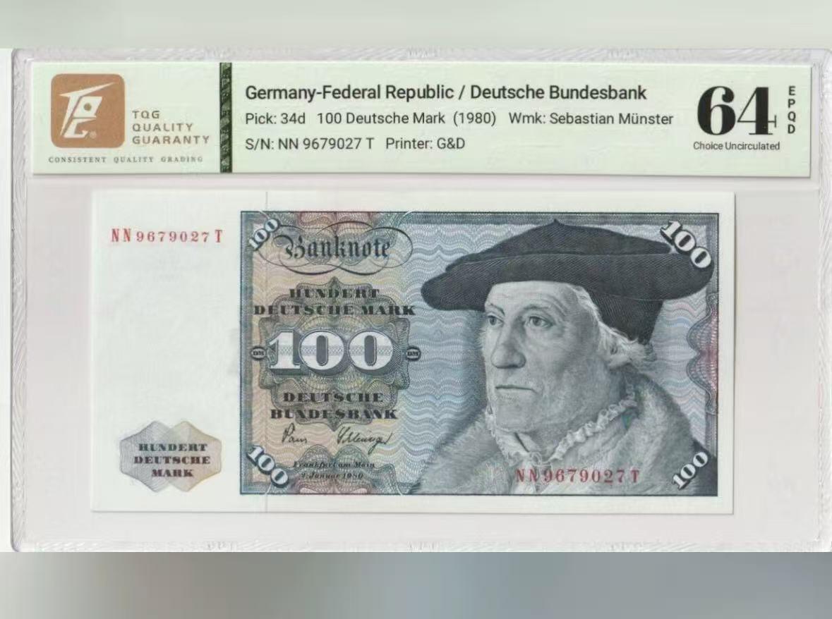 【礼羽收藏】🌏世界钱币拍卖第105期 德国 1980年100马克 明斯特 TQG64EPQD 人像雕刻佳