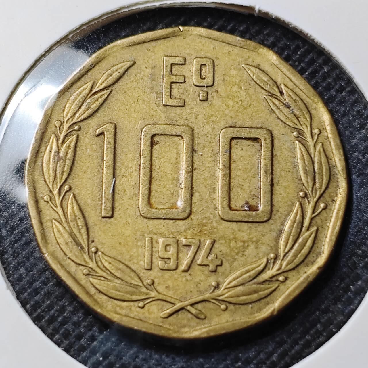 KK钱币收藏小铺 第352场 2月预留时间 周末发货  1974智利100比索 不多见