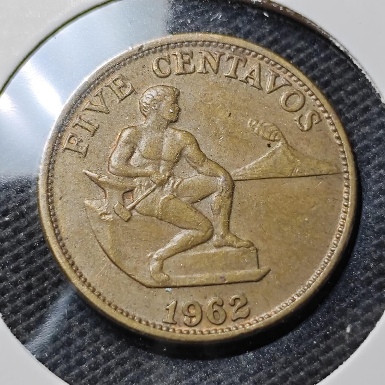 KK钱币收藏小铺 第352场 2月预留时间 周末发货  1962菲律宾5分铜币