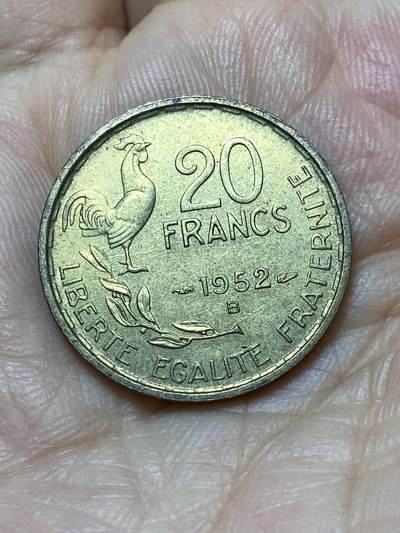 2025年第一百零一场(总第一百二十七场）外国好品散币(免佣金) - 法兰西第三共和国1952年20法郎(B标，博蒙莱罗热造)