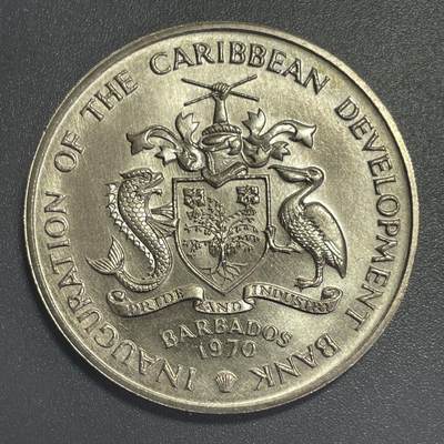 双节特辑1001 - 巴巴多斯🇧🇧1970年香蕉币4元FAO纪念币 38.5mm