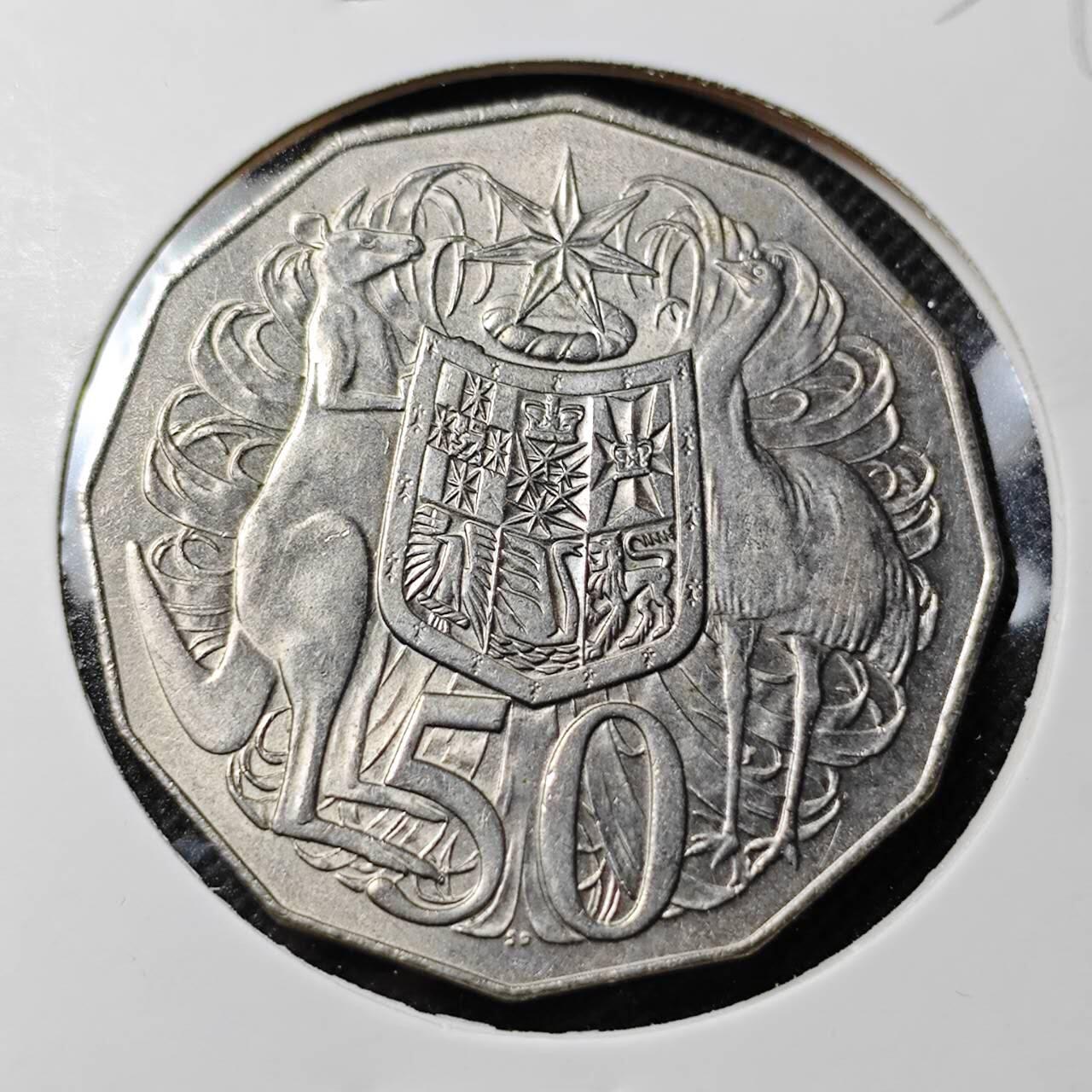 KK钱币收藏小铺 第352场 2月预留时间 周末发货  1969澳大利亚50便士 好品