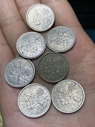 2025年第一百零一场(总第一百二十七场）外国好品散币(免佣金) - 英国🇬🇧7枚：1961～1967年6便士(伊丽莎白二世青年桂冠第二版)
