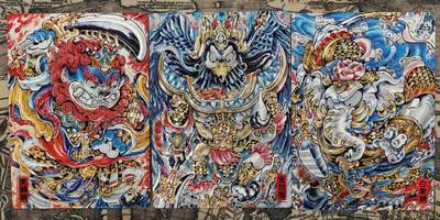 龙虎卡牌第五十七场（无佣金，满120包邮，周六晚上结拍，欢迎送拍） - 粗闪3张 奇点 山丘-青狮精&金翅精&白象精
