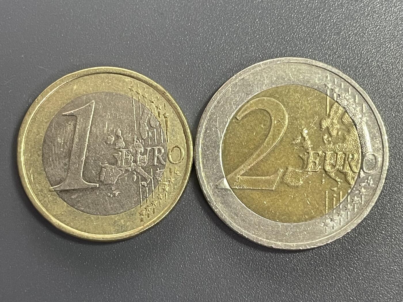 回流1001-2 德国1、2欧元双金属币两枚