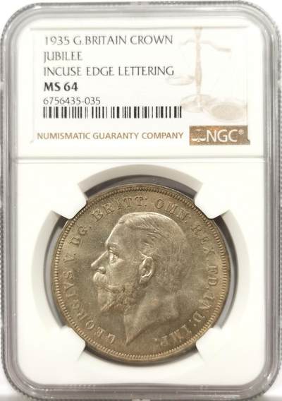 博洋堂世界钱币拍卖第142期（全场包邮） - NGC MS64 英国1935年乔治五世银禧年克朗银币