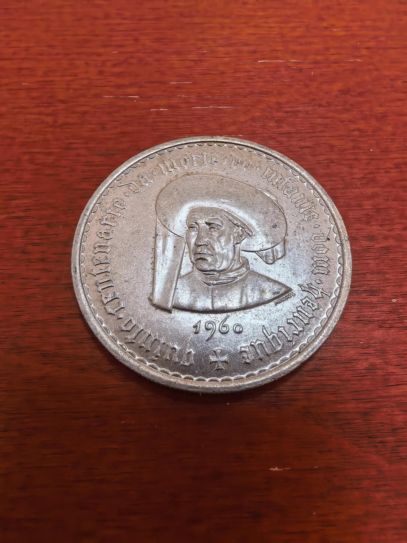 长老汇蛇年精选第五十五场拍卖  1960葡萄牙亨利王子逝世500周年20埃斯库多斯银币，21克，800银