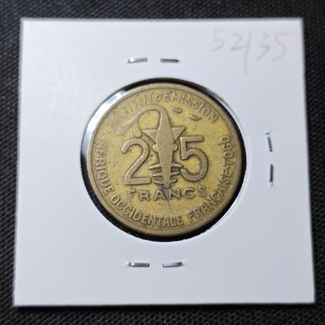 KK钱币收藏小铺 第352场 2月预留时间 周末发货  1957法属西非25法郎