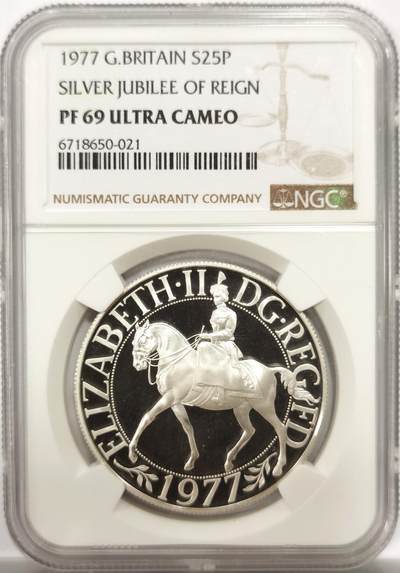 博洋堂世界钱币拍卖第142期（全场包邮） - NGC PF69UC 英国1977年伊丽莎白女王登基25周年原盒