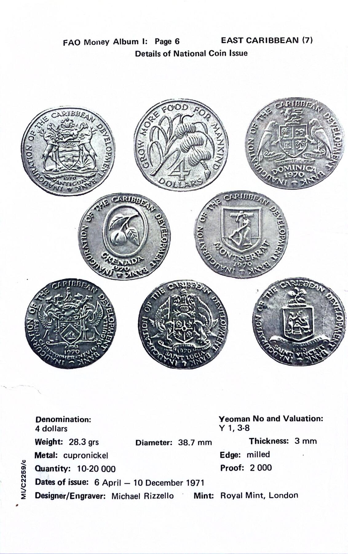 双节特辑1001 安提瓜和巴布达1970年4元香蕉币FAO纪念币 38.5mm