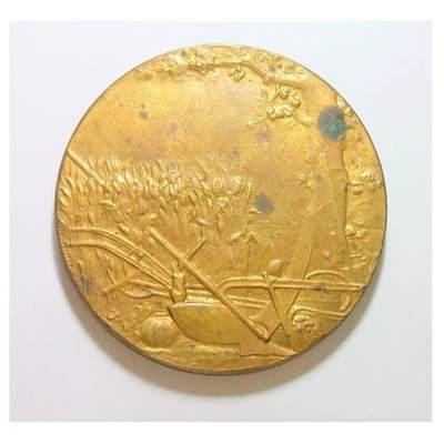 法国1900年前后 农业丰收高浮雕精制大镀金章 50MM - 法国1900年前后 农业丰收高浮雕精制大镀金章 50MM