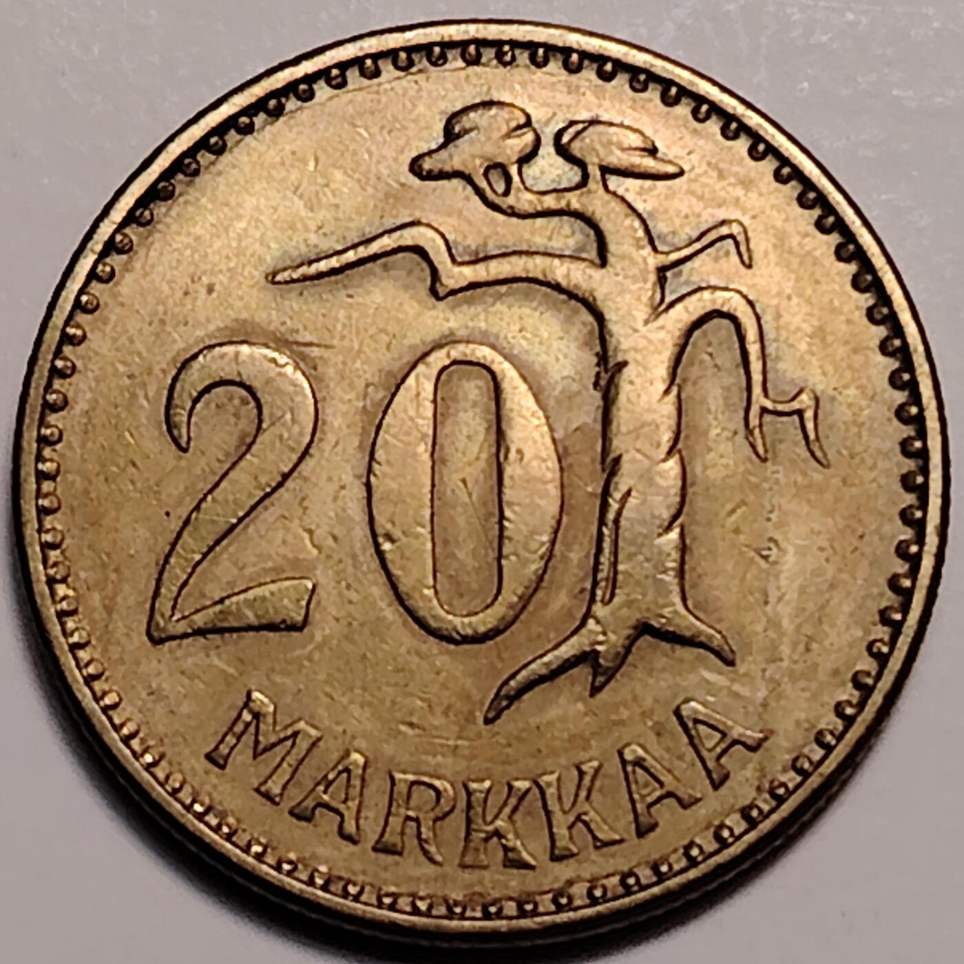 布加迪🐬～世界钱币(上海)🌾第 247 期 /  各国套币和散币 芬兰🇫🇮 1954年 20马克