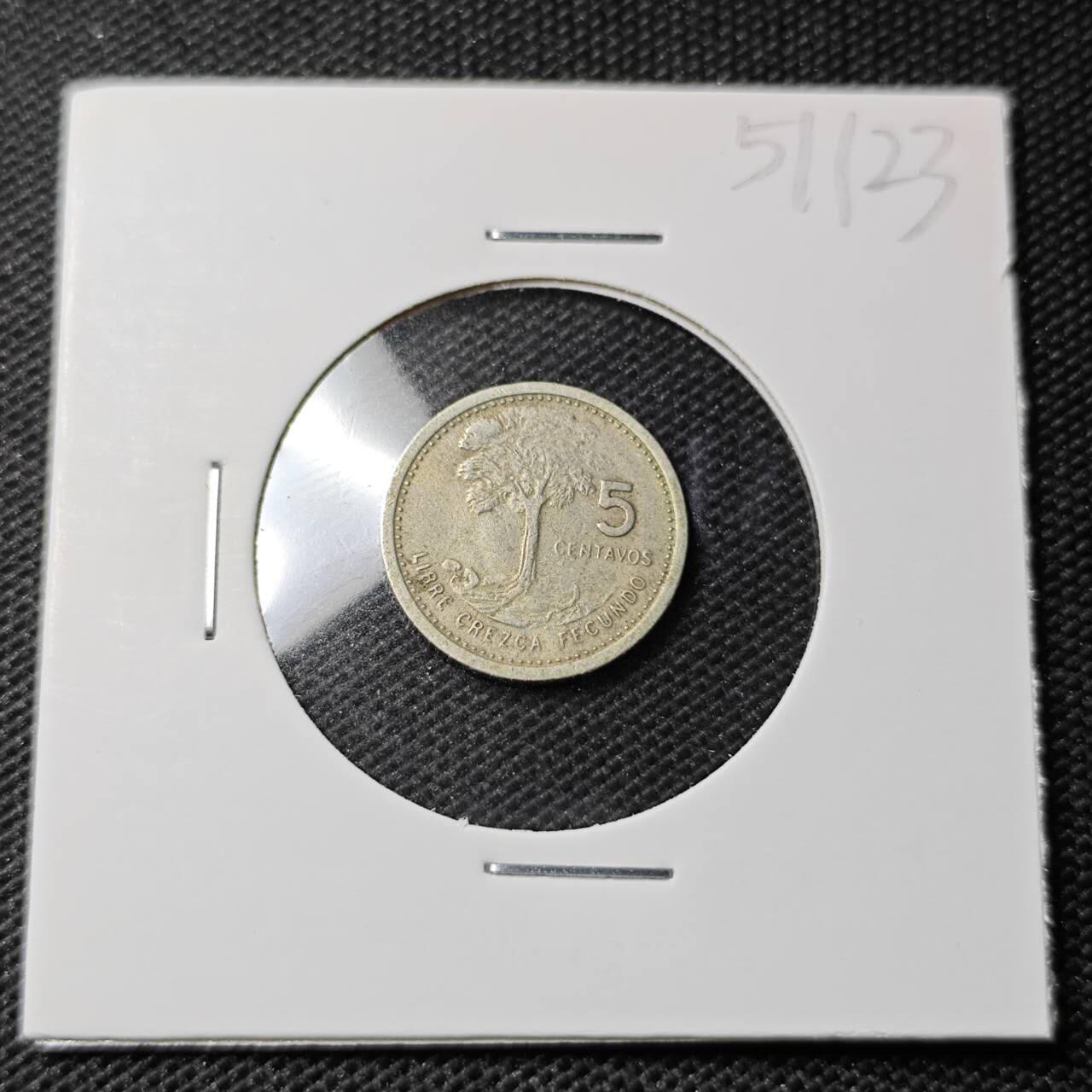 KK钱币收藏小铺 第351场 2月预留时间 周末发货  1977危地马拉5分