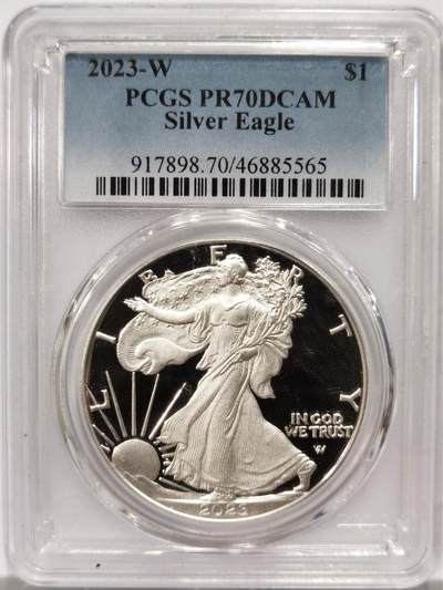博洋堂世界钱币拍卖第142期（全场包邮） - PCGS PR70DCAM 美国2023年鹰洋自由行走女神扬翅鹰1美元精制银币，PROOF精制币，币面清爽干净又漂亮，打制精美，状态一流，冠军分。