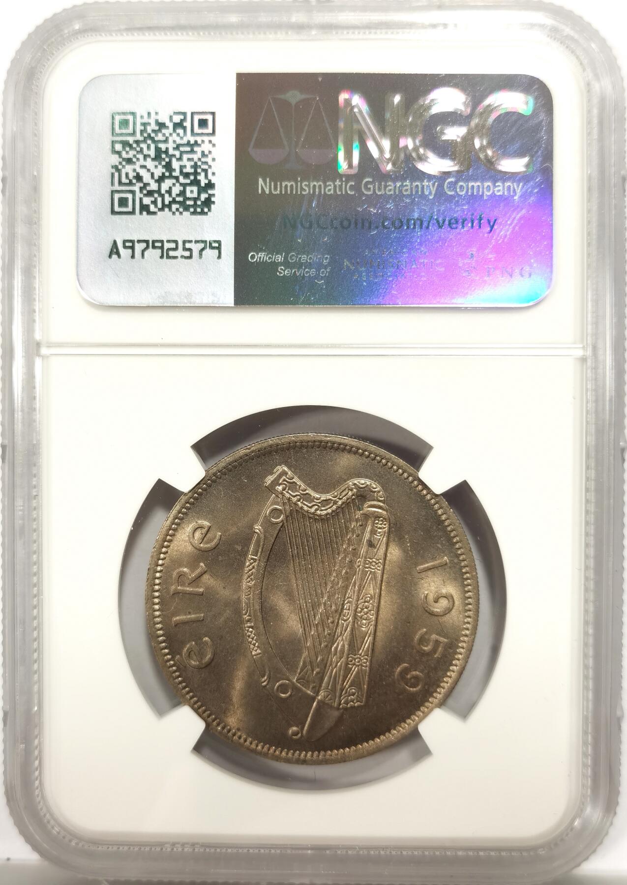 博洋堂世界钱币拍卖第142期（全场包邮） NGC MS64 爱尔兰1959年骡币2先令6便士半克朗