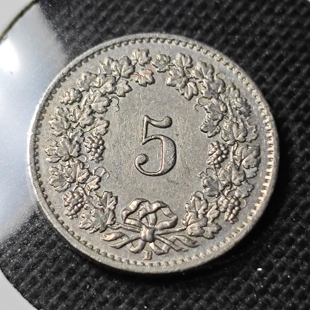 KK钱币收藏小铺 第352场 2月预留时间 周末发货  1957瑞士5分