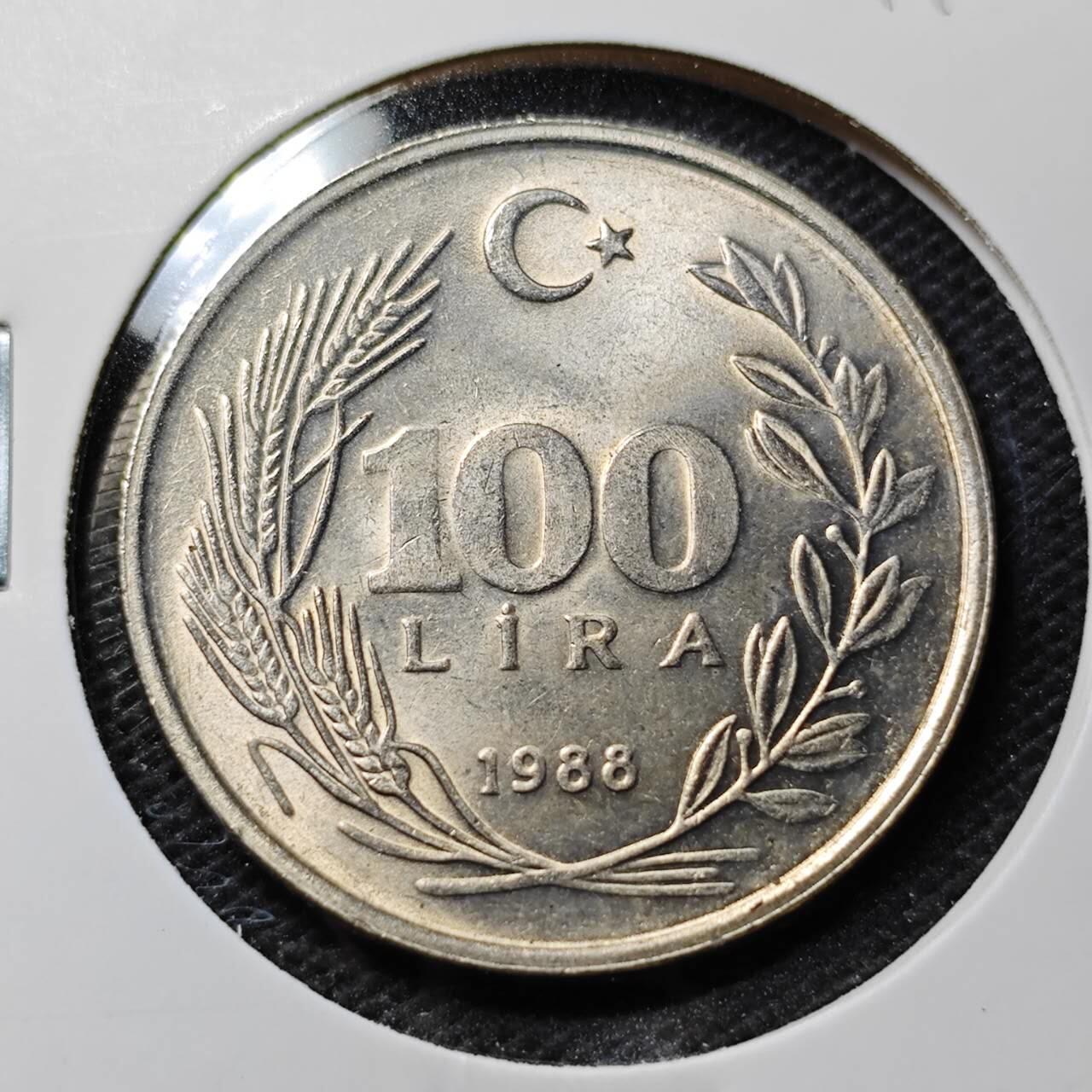 KK钱币收藏小铺 第351场 2月预留时间 周末发货  1988土耳其100里拉 好品