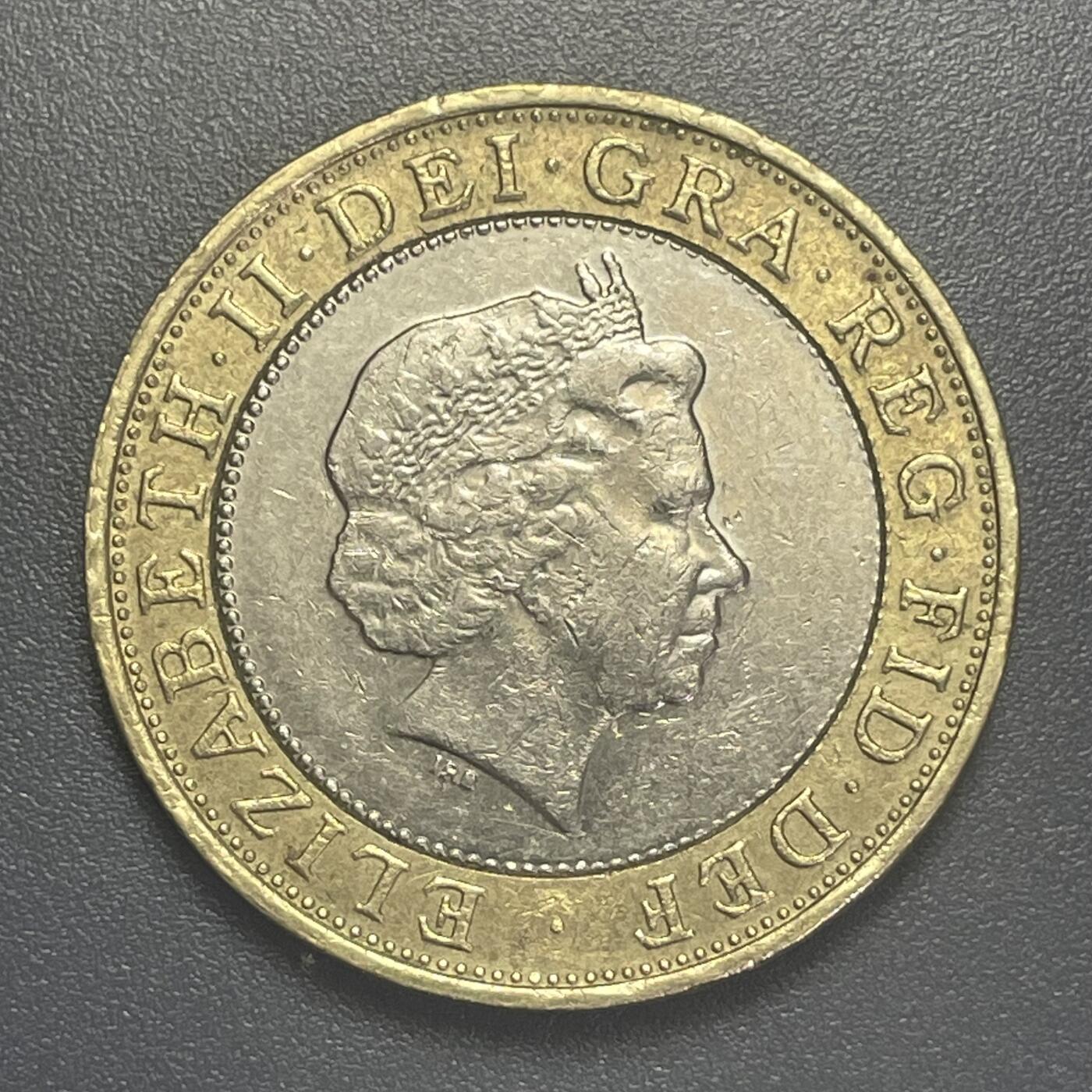 回流1001-2 英国2000年2英镑双金属纪念币 齿轮科技