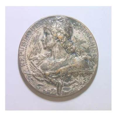 法国1911年 玛丽安娜女神高浮雕精制大镀银章 40MM - 法国1911年 玛丽安娜女神高浮雕精制大镀银章 40MM