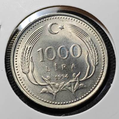 KK钱币收藏小铺 第351场 2月预留时间 周末发货 -  1994土耳其1000里拉 好品
