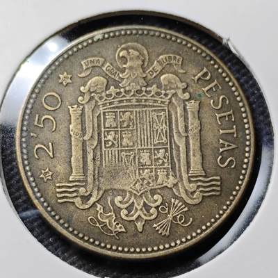 KK钱币收藏小铺 第351场 2月预留时间 周末发货 -  1953西班牙2.5比塞塔铜币