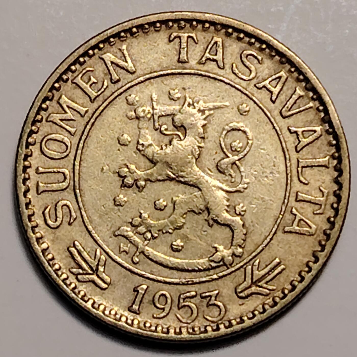 布加迪🐬～世界钱币(上海)🌾第 247 期 /  各国套币和散币 芬兰🇫🇮 1953年 10马克
