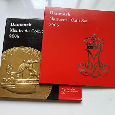 🌹外币初藏🌹🐯2025年第110场  每周二四六晚8️⃣点 接代拍 - 丹麦2005年 原厂8枚套 带纪念章和10克朗灰天鹅纪念币 塑封部分氧化