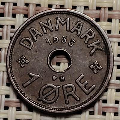 布加迪🐬～世界钱币(上海)🌾第 247 期 /  各国套币和散币 - 丹麦🇩🇰 1933年 1奥尔