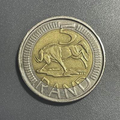 回流1001-2 - 南非2012年5兰特双金属币 角马